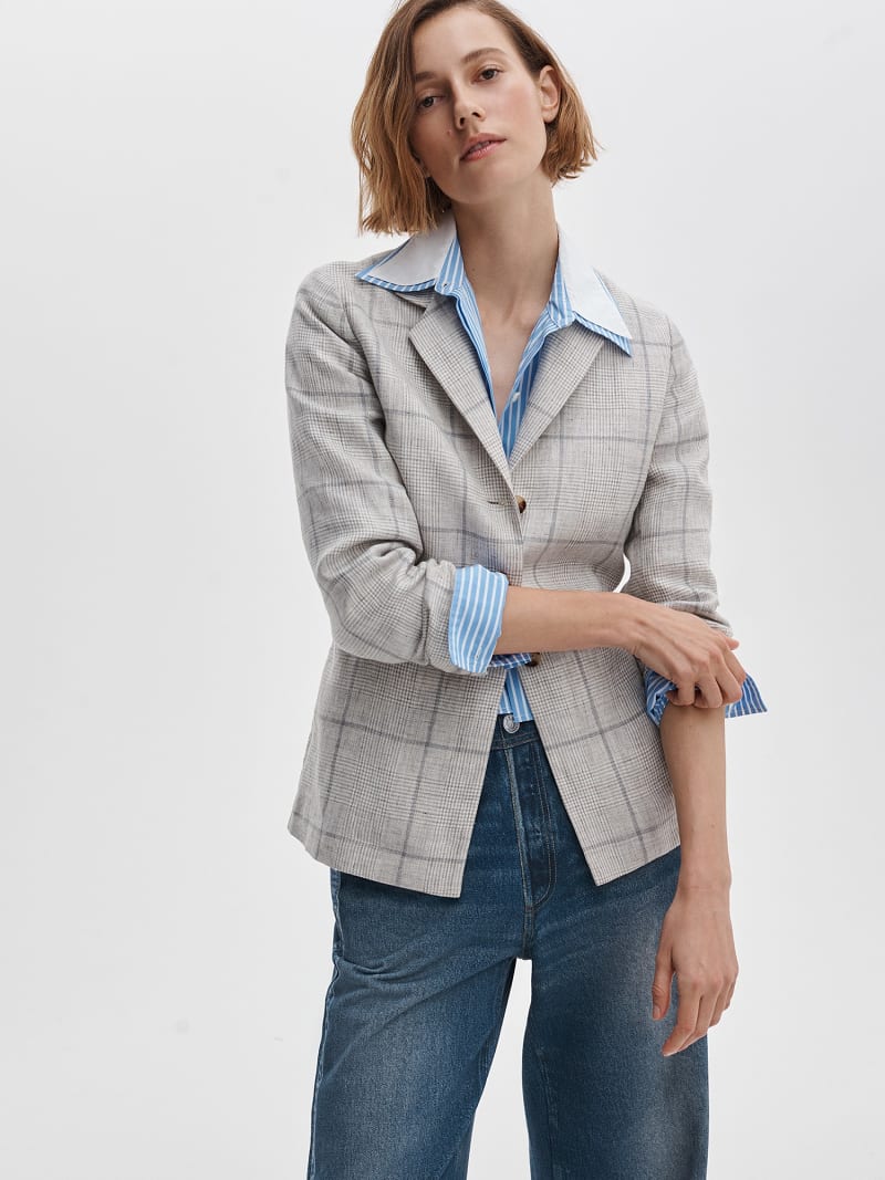 Chappell Plaid Linen Blazer
