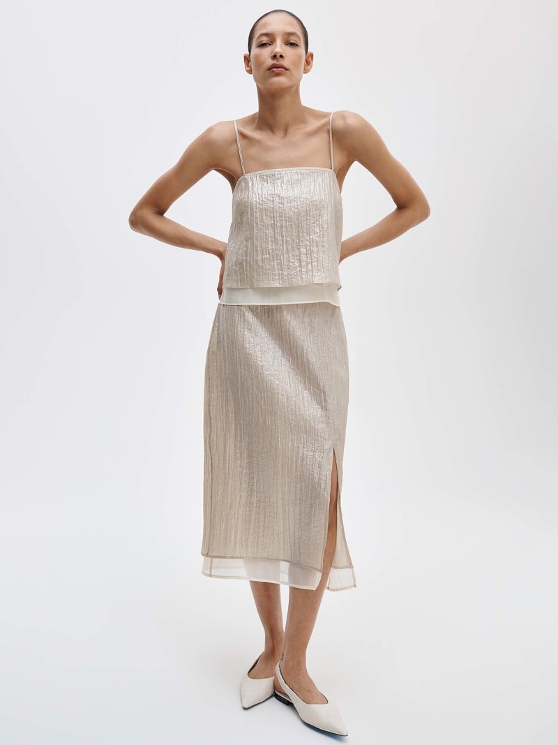 Suki Crinkled Organza Midi Skirt