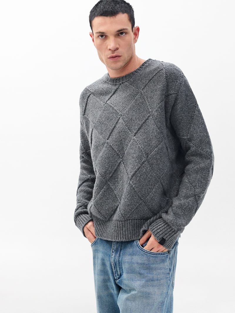 Handgestrickter Entrelac Wollpullover