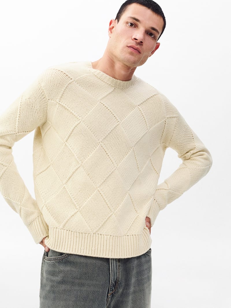 Handgestrickter Entrelac Wollpullover