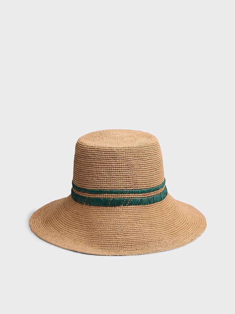 Cappello a secchiello in rafia Jade