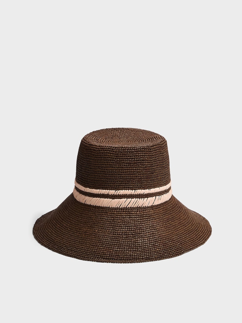 Cappello a secchiello in rafia Jade